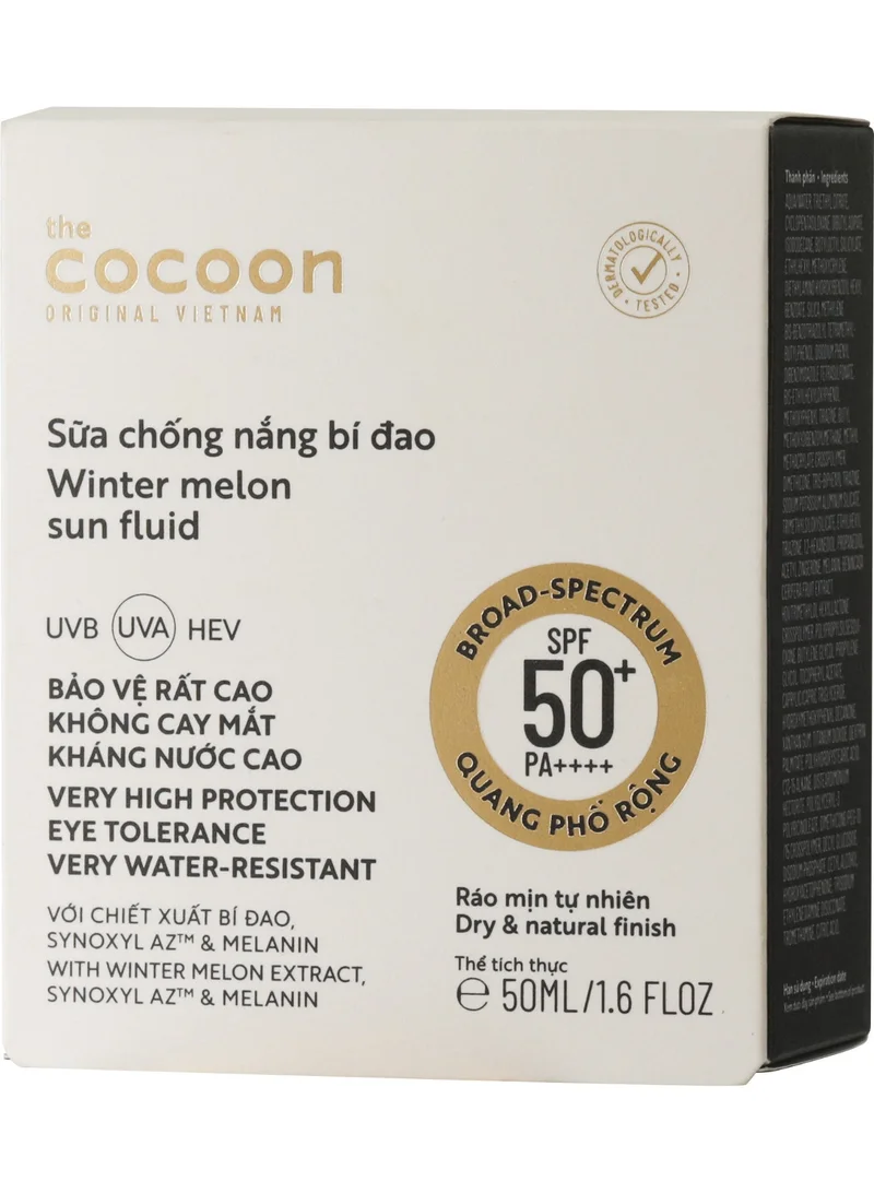 The Cocoon Original Vietnam 50 ml Winter Melon Sun Fluid SPF50 PA++++ Lightweight Sunscreen Blue Light Protection Matte Finish Sunscreen for Normal Oily Skin Water Resistant Daily Sun Protection 50 ml  | Best Price UAE